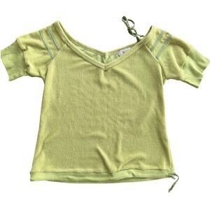 H. Starlet Terry Cloth Top Green Y2K Off Shoulder Coverup Small Made in USA
